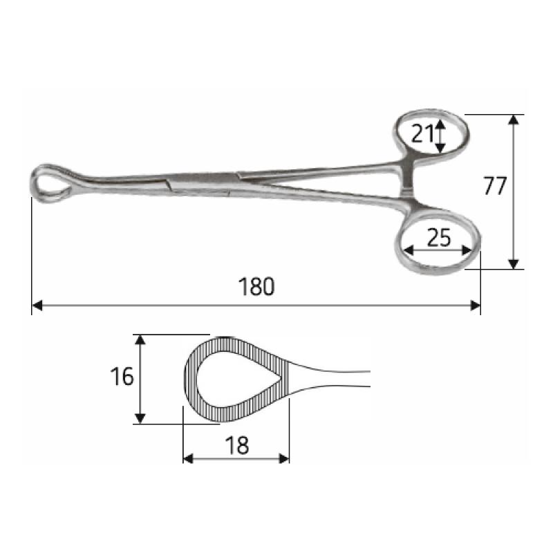 Затискач утримування органів Coeur, 18 см, J-17-421.Surgicon